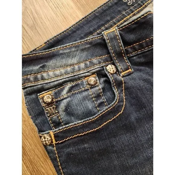 Miss Me 'skinny' aztec embroidered womens 31x27 medium wash multicolor - Picture 10 of 10